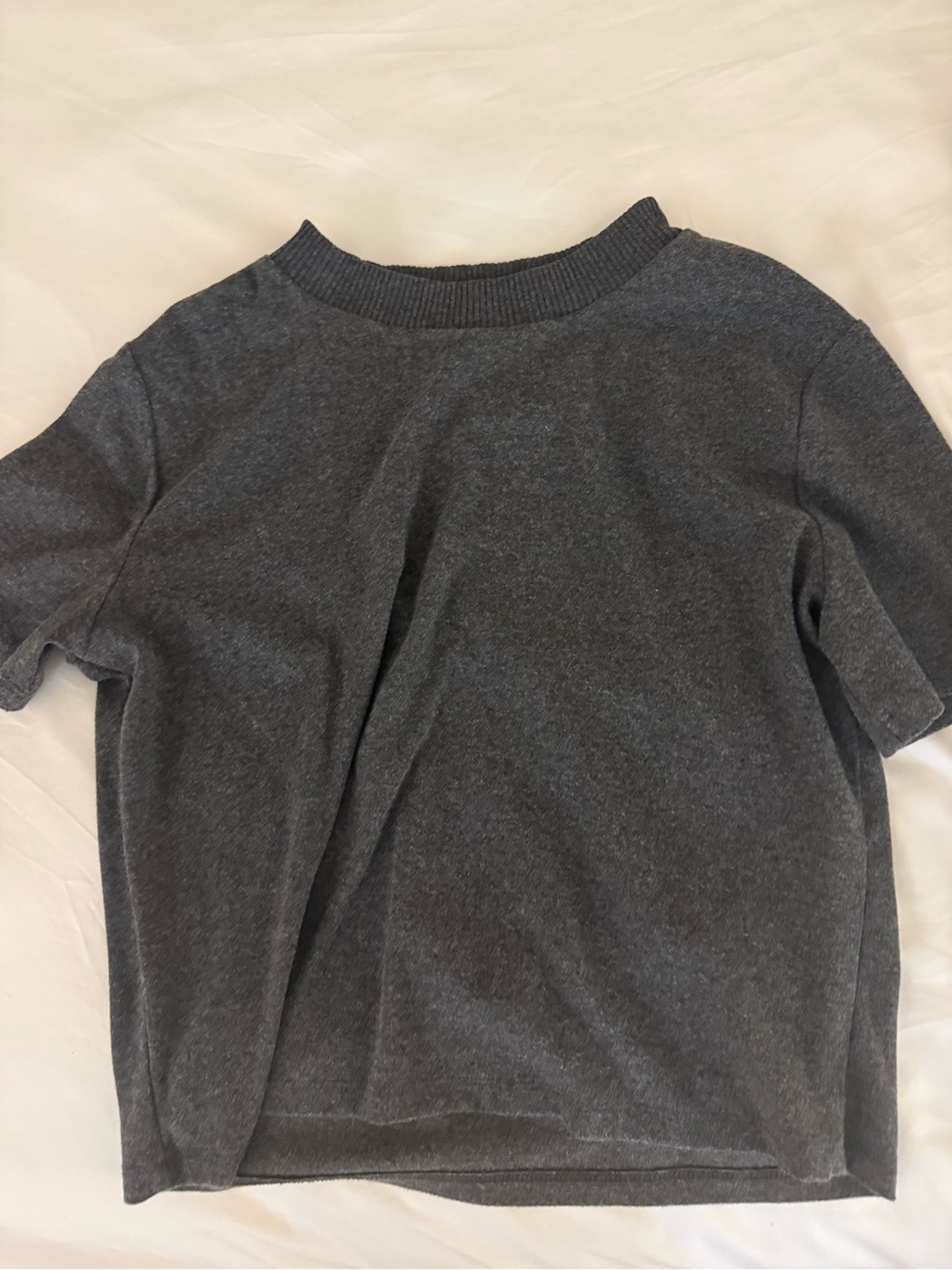 Charcoal Short Sleeve Knit Top